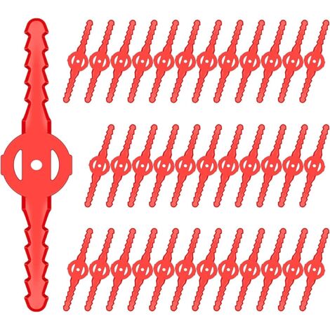 Lntyq 40 Stück Kunststoff-Ersatzklingen Rasenmäher Kantenschneider Klinge Rot für Garten und Rasentrimmer Rasentrimmer Kunststoffklingen für Rasenmäher mit Klinge (40 Stück)