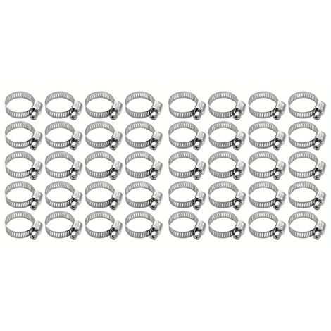 Lntyq 40-teiliges Schlauchschellen-Set 16-25 mm, Edelstahl-Schlauchschellen, verstellbare Schlauchschellen, robust und rostbeständig, Metall-Schlauchschellen für Wasserleitungen, Poolschläuche und Ga