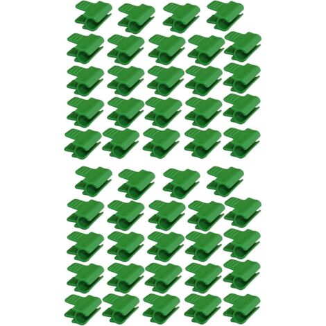 Lntyq 48 Stück Gartenschlauch-Clips, Gartenschuppen-Folienzubehör, 16 mm Außendurchmesser, Pflanzenstäbe, Gewächshaus-Kunststoff-Clips, grün