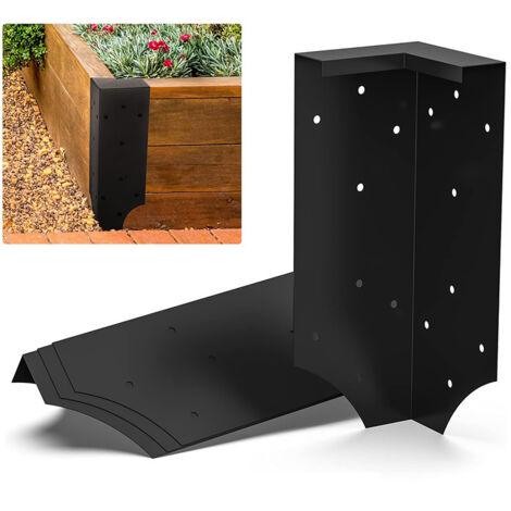 Lntyq 4er-Pack 30,5 cm Hochbeet-Eckwinkel aus Metall in L-Form mit Schrauben, schwarze Eckverbinder, 30,5 x 11,4 x 11,4 cm für Pflanzgefäße aus Holz, schwarz