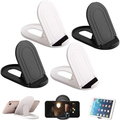 Lntyq 4er-Pack ovaler, faltbarer Handyständer, mehrere Winkel, universell, tragbar und verstellbar – kompatibel mit Tablets, Smartphones, Kindle (Schwarz und Weiß)