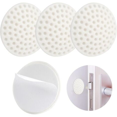 Lntyq 4er-Set weiße, selbstklebende Türstopper, robuster Wandschutz für schwere Türen, unsichtbarer Türgriff, einfache Montage, langlebig und unauffällig, Silikonmaterial