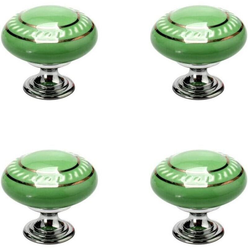 4pc Bouton de Meuble Bouton Porte Bouton Tiroir Placard Armoire Poignée de Meuble Céramique Vintage Cercle Or Vert - Lntyq