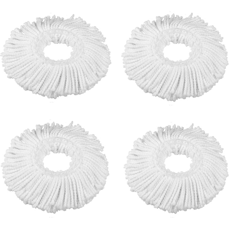 4pcs 360° Spin Balai Serpillère Mop Heads, Tête de balai à franges de rechange en microfibre Spin Balai serpillère Recharge Forme ronde Tête de balai