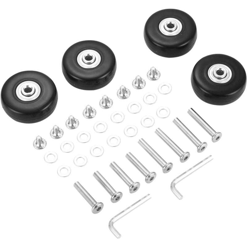 Lntyq - 4Pcs Bagages Valise Roues De Rechange, Roulettes Pivotantes En Caoutchouc Roulettes Roulements Kits De Réparation,Noir(50x18mm)
