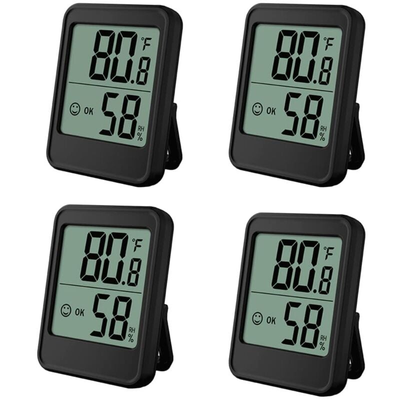 Lntyq - 4PCS Thermomètre Hygrometre Intérieur, Moniteur D'humidité et de Température, Thermomètre D'ambiance, avec Indicateur du Niveau de Confort et