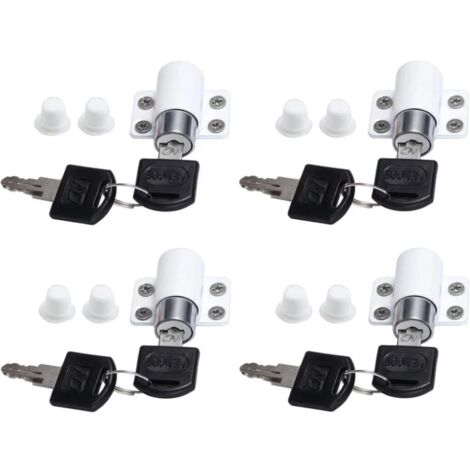 Lntyq 4pcs Verrous de Fenêtre Porte Coulissante Patio Embrailleur Bloc Baie Vitrée Coulissante Verrouillage Coulissant Serrure Porte Coulissant Restricteur avec Clé ,Blanc