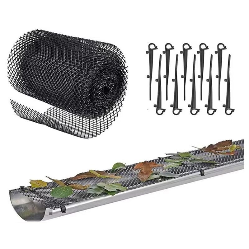 4x Grillages de protection pour gouttière avec 40 clips de fixation,16cm×6m - Lntyq