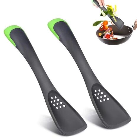 Lntyq 5-in-1-Küchenutensilien-Set aus Silikon, Schlitzlöffel, Schraubendreher, Schneidwerkzeug, massiver Löffel und Spatel in massivem Grau
