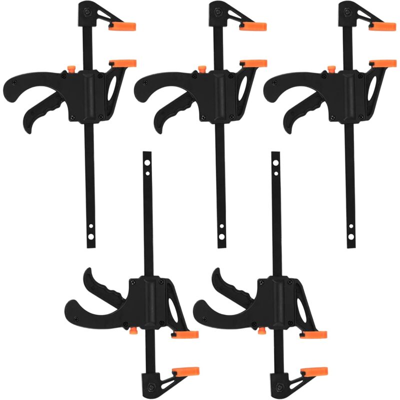 Lntyq - 5 Pièces Pinces à Dégagement Rapide, Serre Joint Une Main de Charpentier de 4 Pouces, Pinces à Cliquet, Bricolage, pour Travail du Bois,