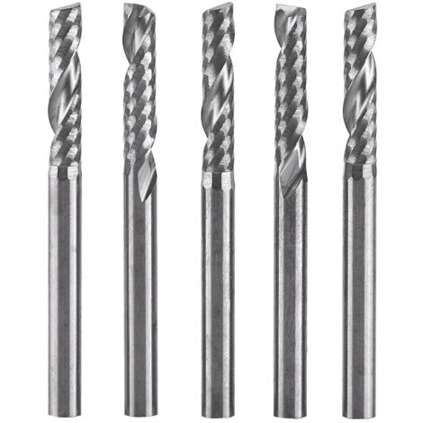Lntyq 5 Stück Fräser 1/8 Zoll, Schaftfräser für Aluminium, Einzelnut-Fräser, Nutenschneider, 3,175 mm x 12 mm Hartmetall-Flachnase-Senknuten-Bits für Holz, Aluminium, Stahl, Titan