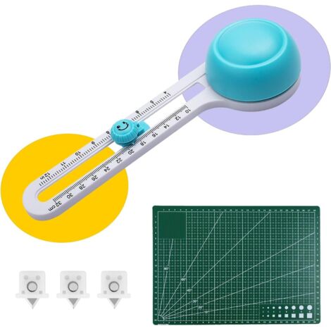Lntyq 5-teiliger kreisförmiger Papierschneider-Anzug, Kreisschneider mit Ersatzklingen und A4-Schneidematte, Papierschneide-Rollschneider, zum Schneiden von Kunstdruckpapier