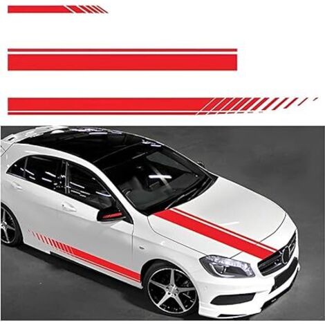 Lntyq 5-teiliger Streifenaufkleber für die Motorhaube, modifizierte Aufkleberdekoration für Autos, SUV-Fahrzeuge, universeller Seitenstreifenaufkleber für die Karosserie von Autos, SUV-Fahrzeuge (rot)