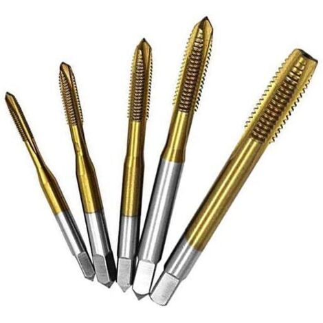 Lntyq 5-tlg. M3/M4/M5/M6/M8 Titanbeschichteter Gewindebohrersatz mit gerader Nut