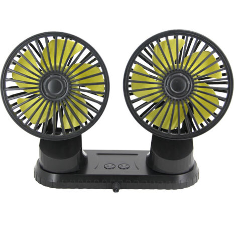 Lntyq 5-V-Doppelkopf-Autoventilator, tragbarer USB-Fahrzeugventilator, 360-Grad-Drehung, Tischventilator mit 3 starken Windgeschwindigkeiten für das Armaturenbrett im Auto, zu Hause