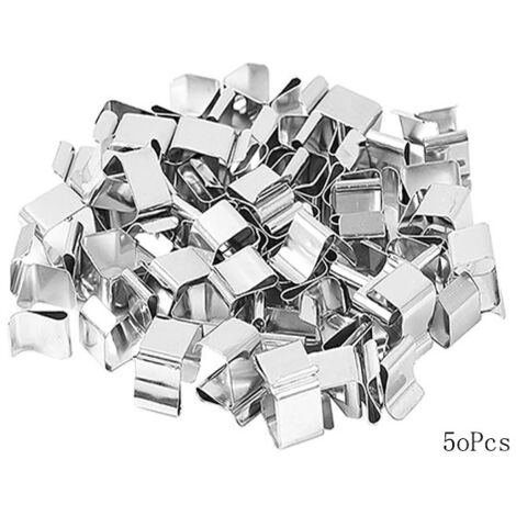 Lntyq 50 Stück gehäkelte Gouttetière-Clips aus rostfreiem Edelstahl zum Aufhängen von Außenleuchten, gehäkelte Gouttetière-Klammern für Weihnachtsbeleuchtung, gehäkelte Weihnachtsbeleuchtungsklammern