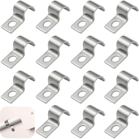 Lntyq 50pcs Attache Fixer Grillage Rigide Pince Traille Trou Collier Serrage Clip Clôture Agricole en Acier au Carbone Zingué 22x11x1mm Diamètre int.6mm