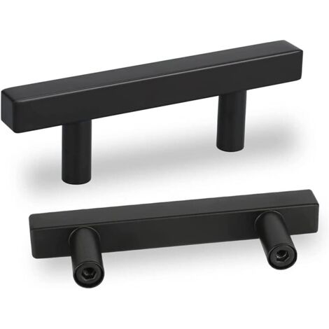 Lntyq 5er-Set schwarzer Küchenschrankgriff, schwarzer Küchengriff – schwarzer Küchentürgriff, schwarzer Küchenschrankgriff aus Edelstahl, Achsabstand 64 mm