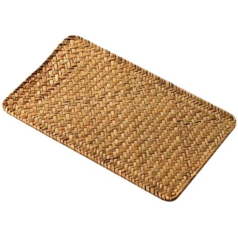 Lntyq 5er-Set Tischsets aus Korbgeflecht, 32 x 22 cm, rechteckige Rattan-Tischsets, natürliche Seegras-Tischsets für Abendessen/Couchtisch