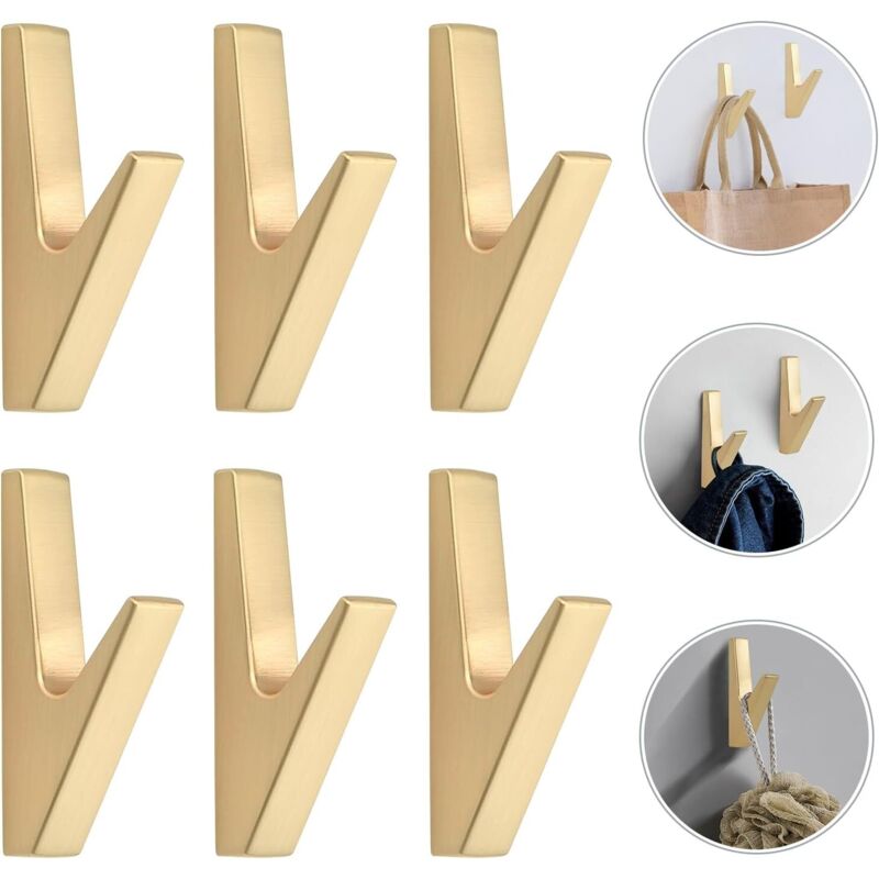 Lntyq 6 ganchos dorados para toallas de baño y cocina, con tornillos de montaje.