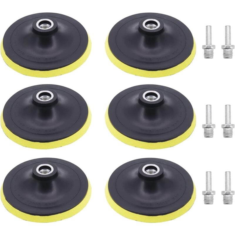 6 Pcs 5 Pouce 125mm Assiette de Ponçage avec M14 Mandrin Plateau de Ponçage pour Perceuse, Meuleuse d'angle - Lntyq