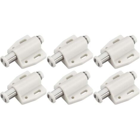 Lntyq 6 PCS Loqueteau Magnétique à Pression Loquet Aimanté en Plastique Loquet Magnétique à Fermeture Douce pour Porte Cabinet Tiroir Placard Coulissante Chambre Cuisine Salle de Bain - Blanc