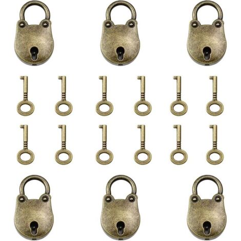 Lntyq 6 Pezzi Mini Lucchetto con Orsetto Piccolo Lucchetto Retrò in Lega di Zinco con 6 Chiavi Adatto per Scatola di Legno Custodia in Legno Portagioie e Valigia Ecc