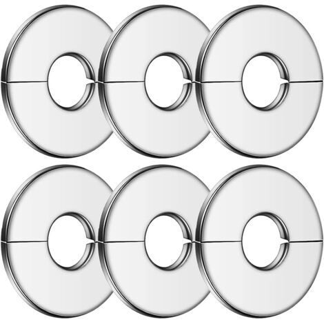 Lntyq 6 Pièces Cache Tuyau Radiateur Acier Inoxydable, 34mm Rosace de Robinet Argent, Cache Tuyau Plomberie, Soupape Cache Tuyau, pour Douches, Tuyaux, Robinets, Radiateurs, Conduites d'eau