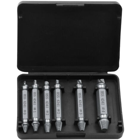 Lntyq 6 Pièces Extracteur de Vis Cassé, Extracteur de Vis Dénudé, Extracteur à Vis à TêTe Double,Acier Haute Vitesse H.S.S 4341,pour Retirer Facilement de Goujon Abimées et Boulon Endommagées,Argenté