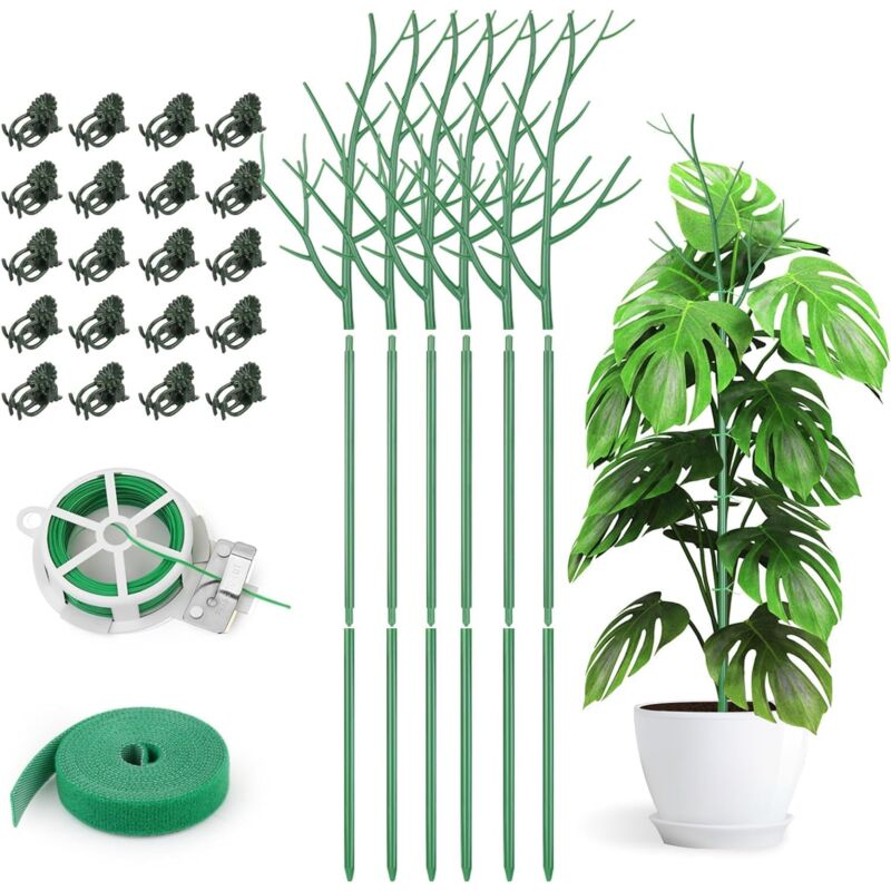 Lntyq - 6 Pièces Piquets de Support pour Plantes à Brindilles Détachables, 100CM Bâtonnets de Plantes à Branches Poteaux D'Escalade pour Plantes avec