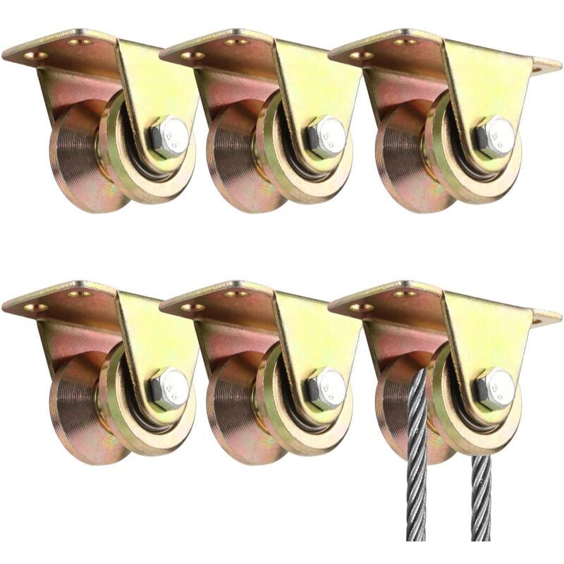 6 Pièces Poulie de Levage Mouflage, Roue gorge v, Rail Roulette Portail Coulissan Pour cordes cordes en acier etc - Lntyq