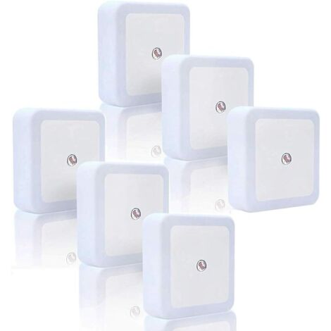 Lntyq 6 pièces Veilleuse LED, Blanc froid Veilleuse à économie d'énergie avec capteur intelligent Marche/Arrêt automatique à brancher dans le mur Veilleuse (6 pièces Blanc froid)