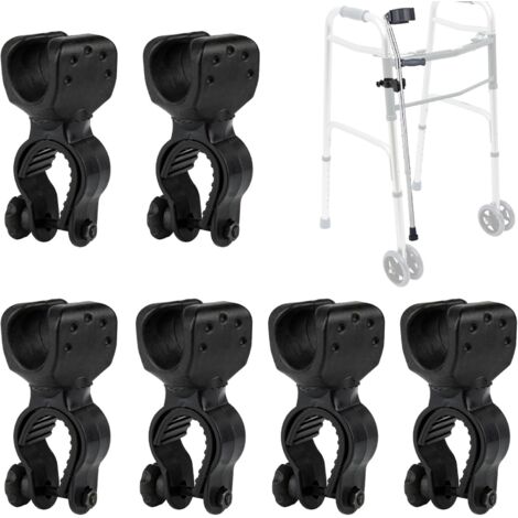Lntyq 6-teiliger Krückenhalter, um 360 Grad drehbare Gehstockstütze, Stockhalterung für Rollstuhlrohre mit 2,5–3,1 cm Durchmesser, Gehstockhalterung für Rollstühle