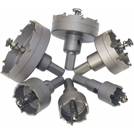 Lntyq 6-teiliges großes Lochsägen-Bohrer-TCT-Bügelsägen-Set, Lochsägen-Adapter, Bohrsäge für Kunststoff, Edelstahl, Metall, Holz