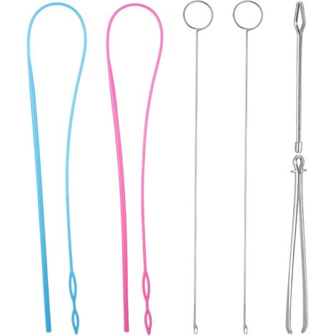 Lntyq 6-teiliges Nähschlaufen-Set, einschließlich Schlaufenwenderhaken, flexiblem Kordeleinfädler, Metallpinzette, langem Schlaufenwenderwerkzeug mit Verriegelung für DIY-Sortierzubehör