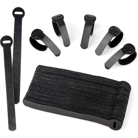 Lntyq 60er-Pack schwarze, wiederverwendbare Kabelbinder, verstellbar und lösbar, für PC-Kabelmanagement, Kabelorganisation, Fernseher, Büro
