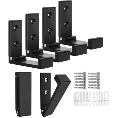 Lntyq 6er-Pack faltbare Kleiderhaken für Mäntel, Taschen, Hüte und Schlüssel, Wandmontage, robuste Aluminiumlegierung mit 12 Schrauben für Helm oder Wandhaken (schwarz)