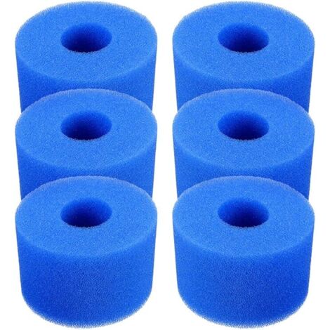 Lntyq 6er-Pack wiederverwendbare und waschbare Schaumstoff-Filterkartuschen für Whirlpools, Typ S1 (blau).