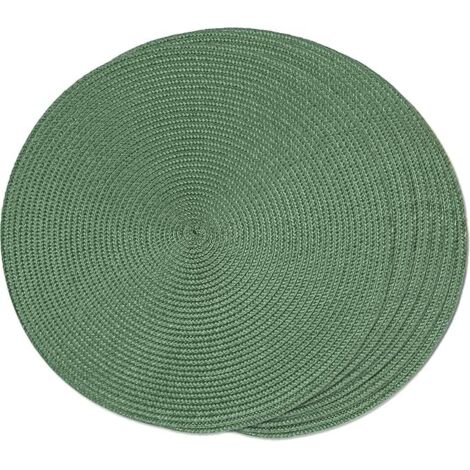 Lntyq 6er-Set, runde, gewebte Tischsets für Esstische, waschbar, rutschfest, 38 cm (Oliv, 6 Stück)