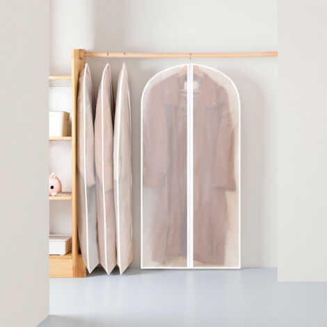 Lntyq 6PCS Housses de Vêtements avce Zip,60X140CM Voir à Travers Anti Poussière Etanche Mite Humidité,Anti-Poussière Housses de Protection pour Chemise Costumes Manteaux Clothes Covers Sacde Vêtement