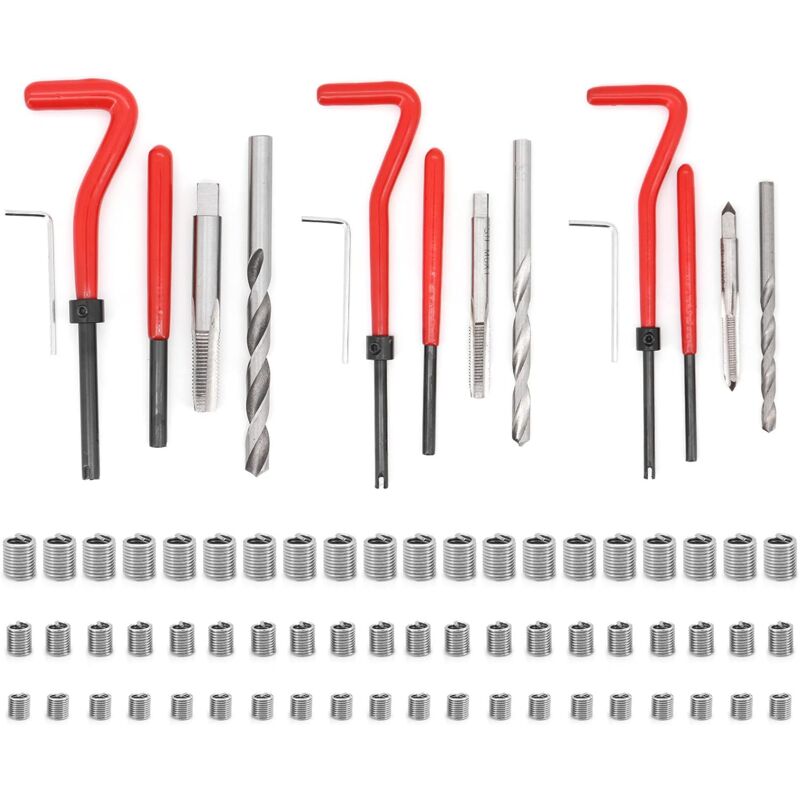 Lntyq - 75 Pièces Réparation des Filetages M5 M6 M8 Kit de Réparation de Filetage Filet Rapporté Helicoil Insert