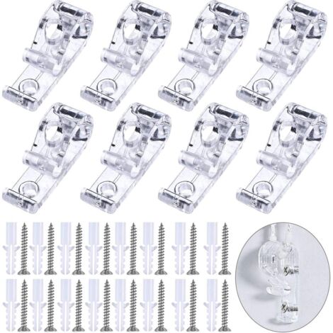 Lntyq 8 pcs Stores Romains P Clip Rideau à Rouleau Transparents Enfants Sécurité P Clip avec 16 Vis + 16 Piliers en Plastique pour Maison Vertical Store à Billes Chaîne