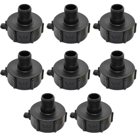 Lntyq 8 Stück Anschlussadapter S60x6 3/4", Kunststoff Regenwassersammler Anschluss für Tankadapter