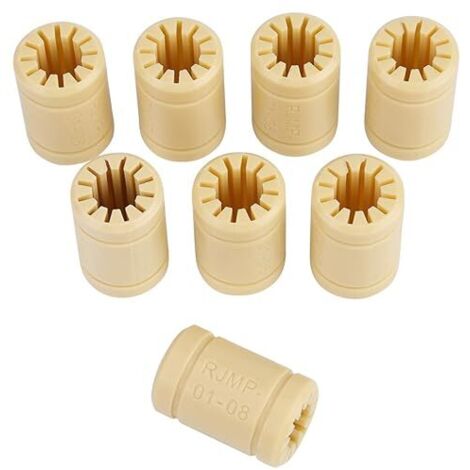 Lntyq 8 Stück LM8UU-Lager, 3D-Drucker, Vollpolymer-Glattlager, 8-mm-Linearlagerwelle, Kunststofflager für 3D-Drucker