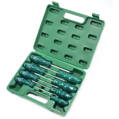Lntyq 8-teiliges Profi-Schraubendreher-Set, magnetisch, mit Schlitz und Kreuzschlitz, Schraubendreher-Set, Kunststoffbox