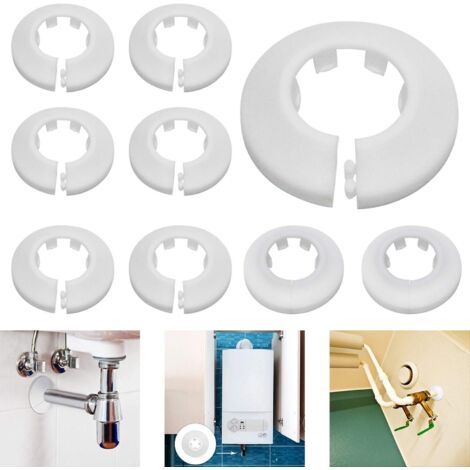 Lntyq 9-teiliges Set Heizkörperrohrabdeckungen für Heizkörper, Heizungsrohre, Wand- und Bodenöffnungen, 16 mm / 20 mm / 25 mm (Weiß)