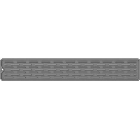 Lntyq Abtropfmatte, Silikon-Wasserhahnmatte, Küchenspülenmatte zum Spritzen, Abtropfen, Trocknen und Schutz der Spüle, grau, 55  8,8  0,5 cm