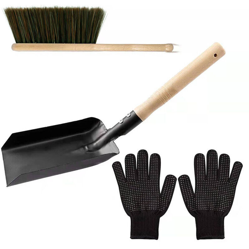 Accessoires de feu, accessoires pour poêle à bois, poêle à bois, cheminée, outil de nettoyage de cheminée inclus, ensemble de pelle et brosse de