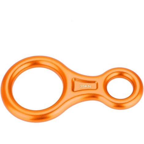 Lntyq Achterförmiger Kletterring, hochfester 35-kN-Abseilring aus Aluminiumlegierung, langlebiger Abseilring für Kletterseile (Orange)