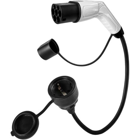 Lntyq Adaptateur type 2 vers Schuko - Prise de charge électrique pour voiture - 16 A, 3,5 kW, 0,5 m, 230 V - Pour EV, scooter électrique, moto, uniquement pour station de charge et boîte murale avec